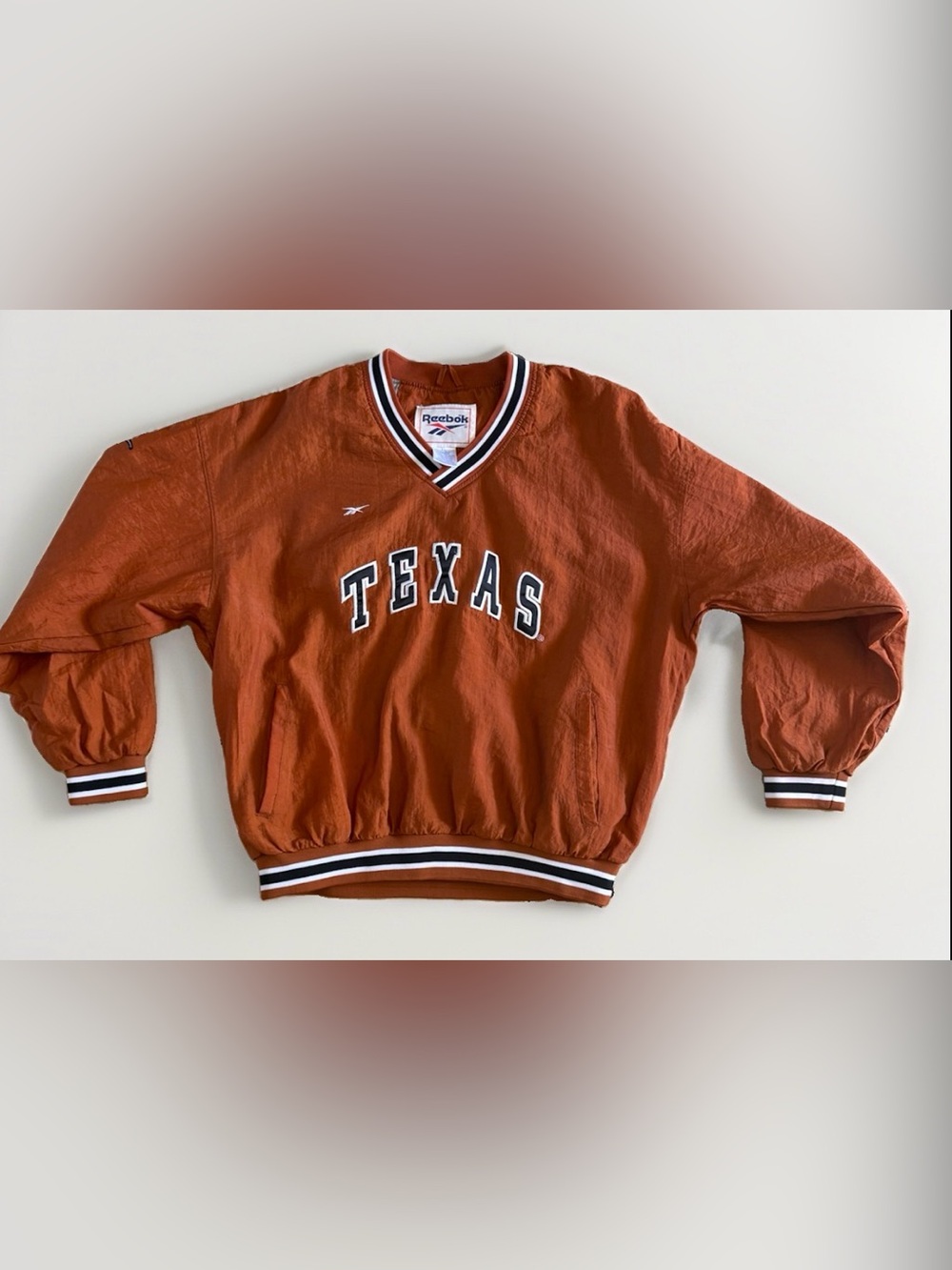 Title Vintage 90s Reebok Texas Longhorns Orange Pullover Windbreaker XL